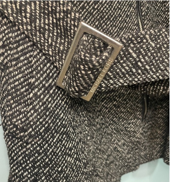 Michael‎ Kors Women's Tweed Moto Jacket Full Zip Buckle Belted Coat, Size 10 - Picture 4 of 10